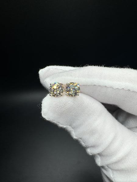 14k Yellow Gold 3ctw Fully Certified with EGL Paperwork Lab Diamond Studs