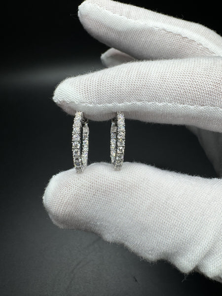 22mm Silver 1.1ctw F VS/VVS Lab Diamond Inside Out Hoops 3.1g