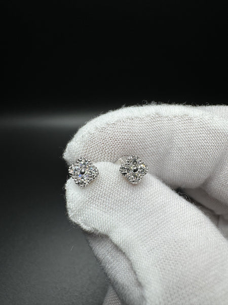 7mm Silver 1/4ctw Lab Diamond Clover/Motif Studs 1.0g