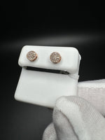 6.5mm 10k Rose Gold .15ctw Natural Diamond Circle Cluster Studs 1.1g