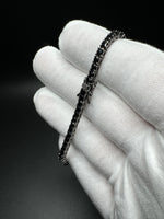7.5” Silver Black Rhodium 3mm Natural Black Spinel Tennis Bracelet 12g