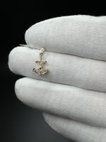 3/4” 10k Yellow Gold & Natural Diamond Anchor Cross 2.2mm Bail 0.9g