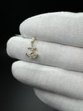 3/4” 10k Yellow Gold & Natural Diamond Anchor Cross 2.2mm Bail 0.9g