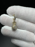 1” 10k Yellow Gold Iced Out Money Bag 1/4ctw Natural Diamond 5.4mm Bail 2.1g