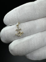 3/4” 10k Yellow Gold & Natural Diamond Anchor Cross 2.2mm Bail 0.9g