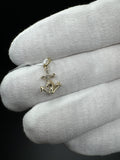 3/4” 10k Yellow Gold & Natural Diamond Anchor Cross 2.2mm Bail 0.9g