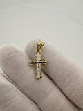 1” 14k Yellow Gold Gothic Cross 4mm Bail .9g