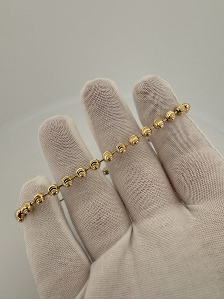 8.5” 14k Yellow Gold Moon Bead 5mm 13.2g