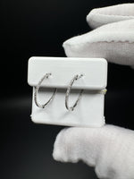 17mm 10k White Gold 1/5ctw Natural Diamond Inside Out Hoops 1.0g