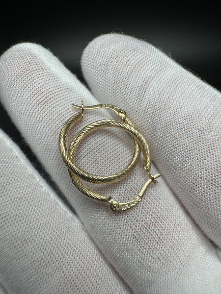 18mm 14k Yellow Gold Fancy Hoops/Huggies 1.55g