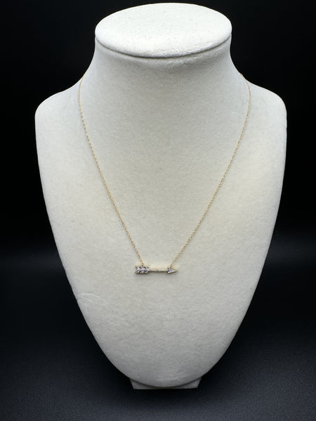 17” 10k Yellow Gold 1/10ctw Natural Diamond Arrow Pendant Chain 1.1g