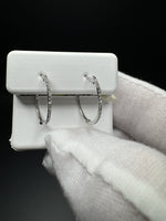 17mm 10k White Gold 1/5ctw Natural Diamond Inside Out Hoops 1.0g