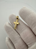 1” 14k Yellow Gold Gothic Cross 4mm Bail .9g