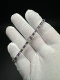 7.5” Silver 3mm Amethyst & Opal Tennis Bracelet 12g