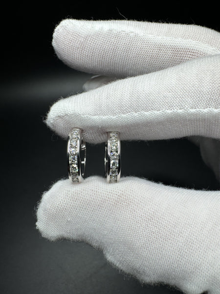 15mm 14k White Gold 1ctw VS/VVS Lab Diamond Huggies 3.8g