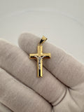 1.25” 14k Yellow Gold Thick Cross & White Gold Crucifix 4.5mm Bail 1.4g
