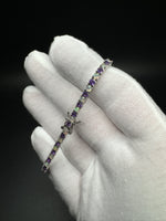 7.5” Silver 3mm Amethyst & Opal Tennis Bracelet 12g