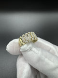 Size 10 10k Yellow Gold Rollie Link Ring est 3/4ctw Natural Diamond 6.22g