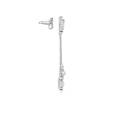 1.00ctw lab grown diamond double quatrefoil linear 1.5 inch drop earrings in 14K white gold, view 2 - Ott Family Jewelry