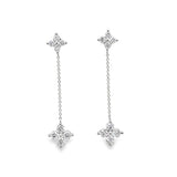 1.00ctw lab grown diamond double quatrefoil linear 1.5 inch drop earrings in 14K white gold - Ott Family Jewelry