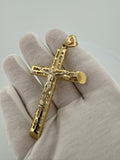3” 14k Yellow Gold Cross/Crucifix 6.4mm Bail 11.0g