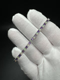 7.5” Silver 3mm Amethyst & Opal Tennis Bracelet 12g