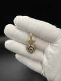 1.5" 10k Yellow Gold 3/4ctw Natural Diamond Lion with Crown 3.3g