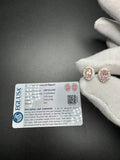 9x7mm 14k White Gold EGL Certified 1.05ctw Fancy Pink VS1 Oval Lab Diamond Studs with .25ctw E VVS2 Lab Diamond Halo 3.3g