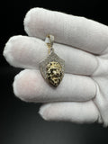 1.5” 10k Yellow Gold Iced Out Lion Pendant 1ctw Natural Diamonds 5.1mm Bail 3.6g