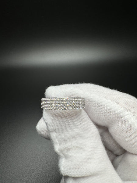 Size 8 Silver 1/2ctw Lab Diamond 4 Row Band 2.5g