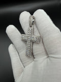 2.25" Silver Cross 4ctw VS/VVS Lab Diamond 8.7mm Bail 11.7g