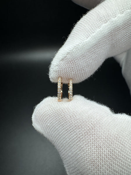 10mm 14k Rose Gold 1/10ctw Natural Diamond Huggies 1.2g