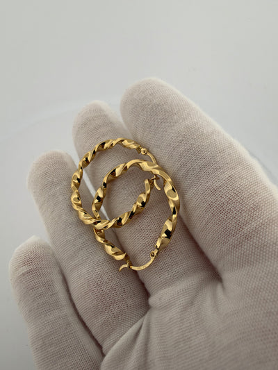 30mm 18K yellow gold twisted hoop earrings, 3.0g – Ott Family Jewelry (1)