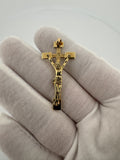 2" 14k Yellow Gold Crucifix on Square Cross High Detail 3mm Bail 4.0g