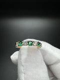 Size 7 14k Yellow Gold .9ctw Lab Emerald & 1.12ctw Lab Diamond Alternating Band 3.2mm 3.4g