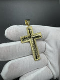 New 2.5” 14k Yellow Gold Diamond Cut Square Cross 7mm Bail 7.05g