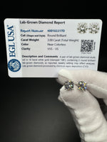 14k White Gold 3ctw Fully Certified with EGL Paperwork Lab Diamond Studs