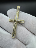 2” 10k Gold Two-Tone Square Cross/Crucifix 6mm Bail 4.6g