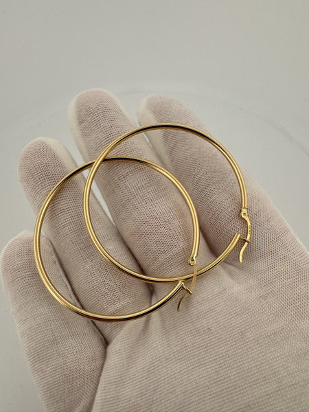 35mm x 3mm 14k Yellow Gold Hoops 3.31g