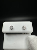 5mm 10k White Gold 1/10ctw Natural Diamond Circle Studs with Bezel .6g