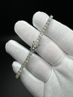 7.5” Silver 3mm Natural Opal Tennis Bracelet 12g