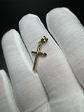 1” 14k Yellow Gold Rounded Cross 3mm Bail .75g