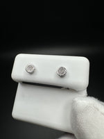 5mm 10k White Gold 1/10ctw Natural Diamond Circle Studs with Bezel .6g