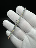 7.5” Silver 3mm Natural Opal Tennis Bracelet 12g
