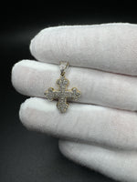 1” 10k Yellow Gold 3/8ctw Natural Diamond Cross 4.2mm Bail 2.1g