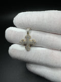 1” 10k Yellow Gold 3/8ctw Natural Diamond Cross 4.2mm Bail 2.1g