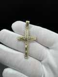 2” 10k Gold Two-Tone Square Cross/Crucifix 6mm Bail 4.6g