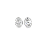 2.00ctw oval cut lab grown diamond bezel set martini stud earrings in 14K white gold - Ott Family Jewelry