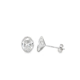 2.00ctw oval cut lab grown diamond bezel set martini stud earrings in 14K white gold, view 2 - Ott Family Jewelry