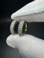 20mm 14k Yellow Gold 3/4ctw F VS/VVS Lab Diamond 3 Row Hoops 4.54g